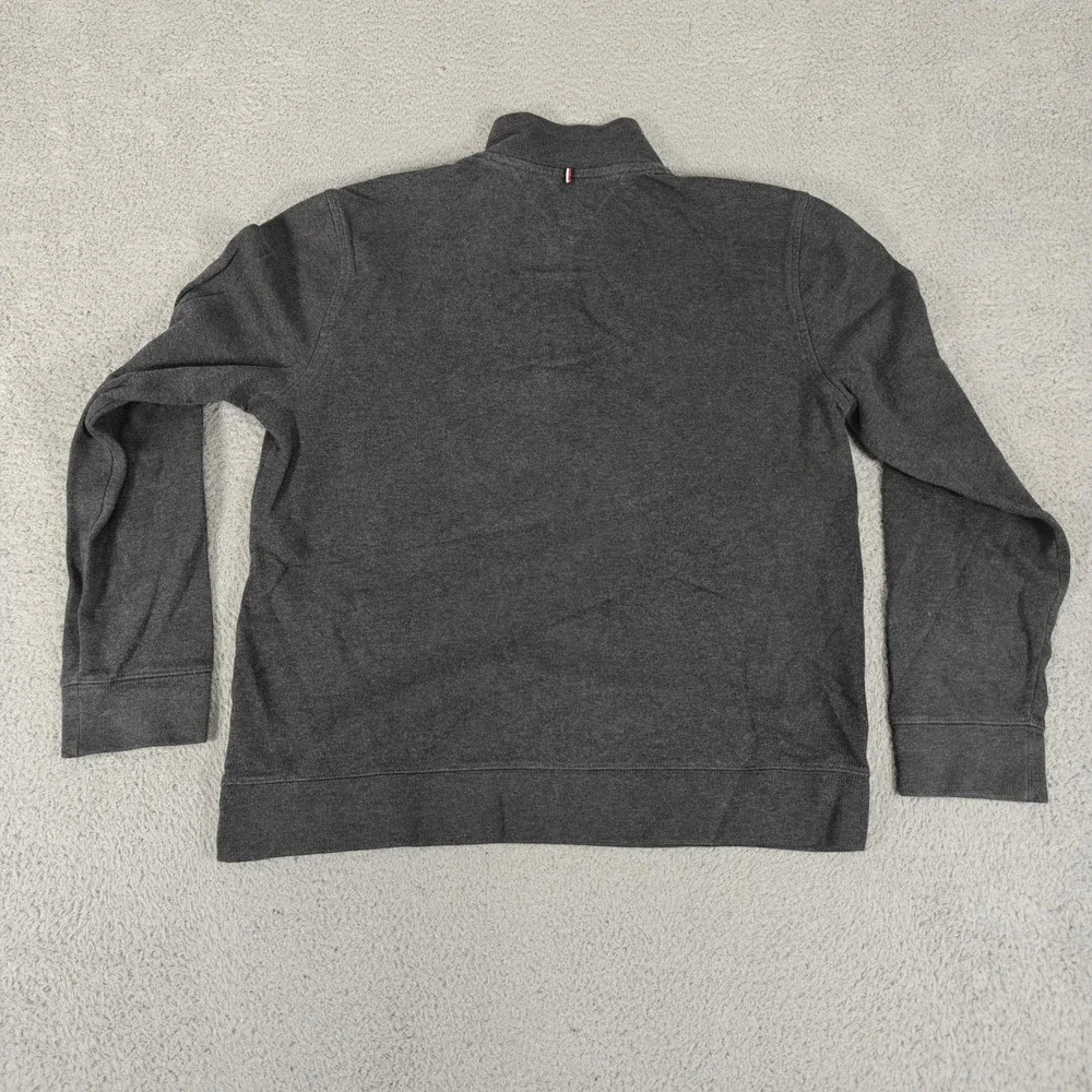 Tommy Hilfiger Sweater Mens‎ Large Gray 1/4 Zip Pullover Logo Cotton Classic